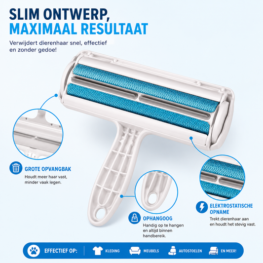 PawJoy HaarVanger – Zelfreinigende Dierenhaarroller