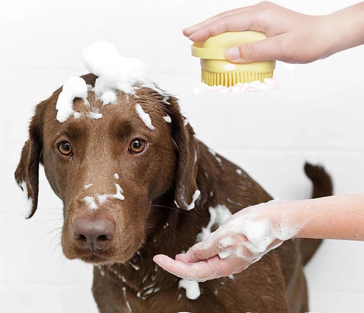 🧼 Massage Shampoo Borstel – Zacht & Relaxerend voor je Hond