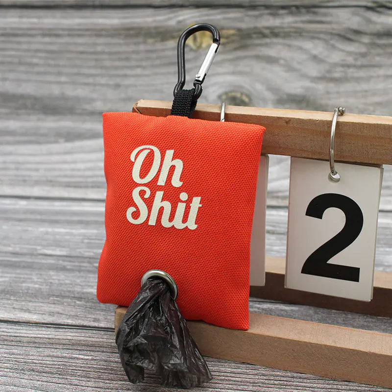💩 Canvas Poepzakjeshouder met Karabijnhaak – “Oh Shit”