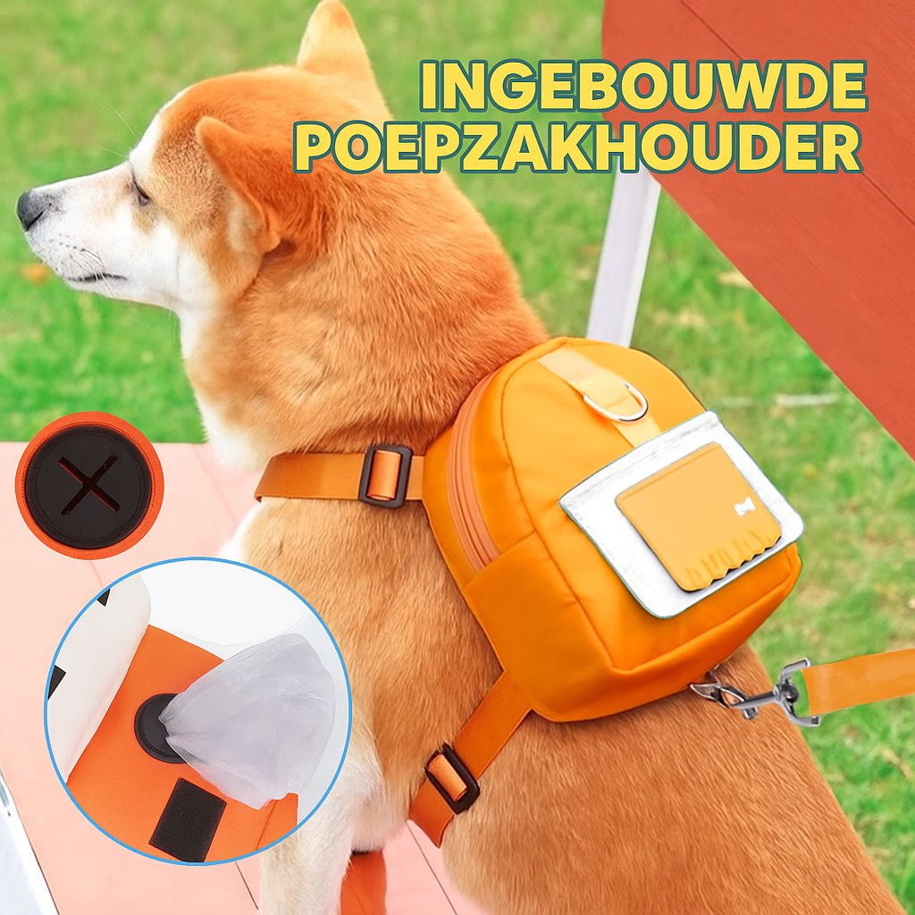 🎒 Woefzak – Rugzak Harnas met Ingebouwde Poepzakhouder
