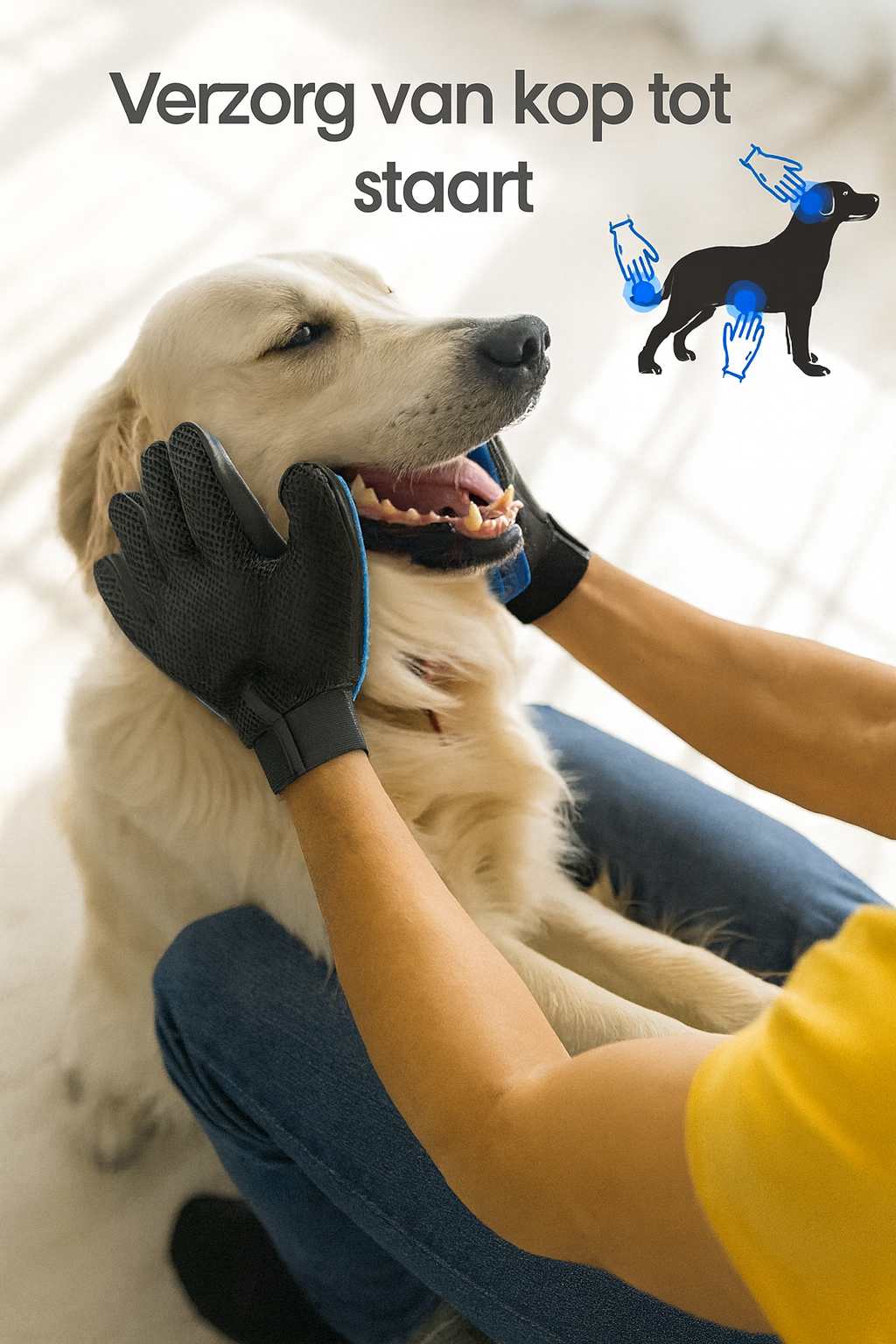 🧤 Verzorgingshandschoen voor Honden – Zachte Verwijdering van Losse Haren & Massage in Eén!