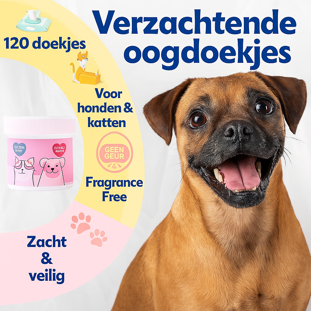🧼 Oogdoekjes voor Woefkes – 120 Stuks voor een Schone & Stralende Blik