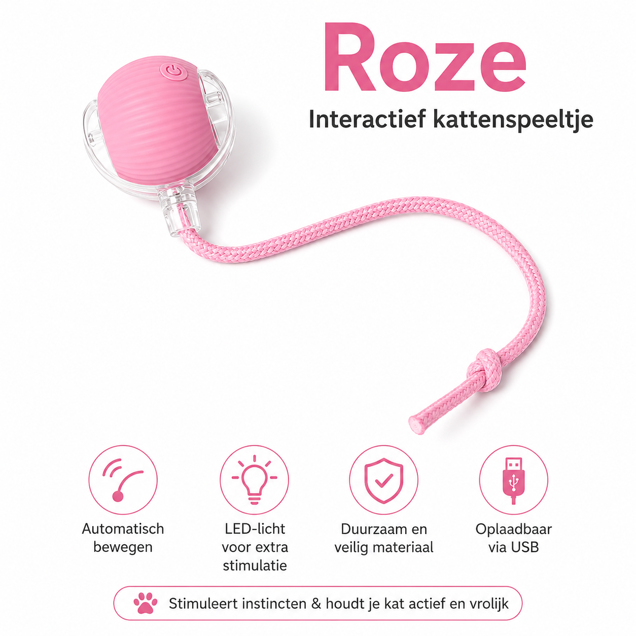 PawJoy WiebbelBal – Oplaadbare Interactieve Speelbal voor Katten