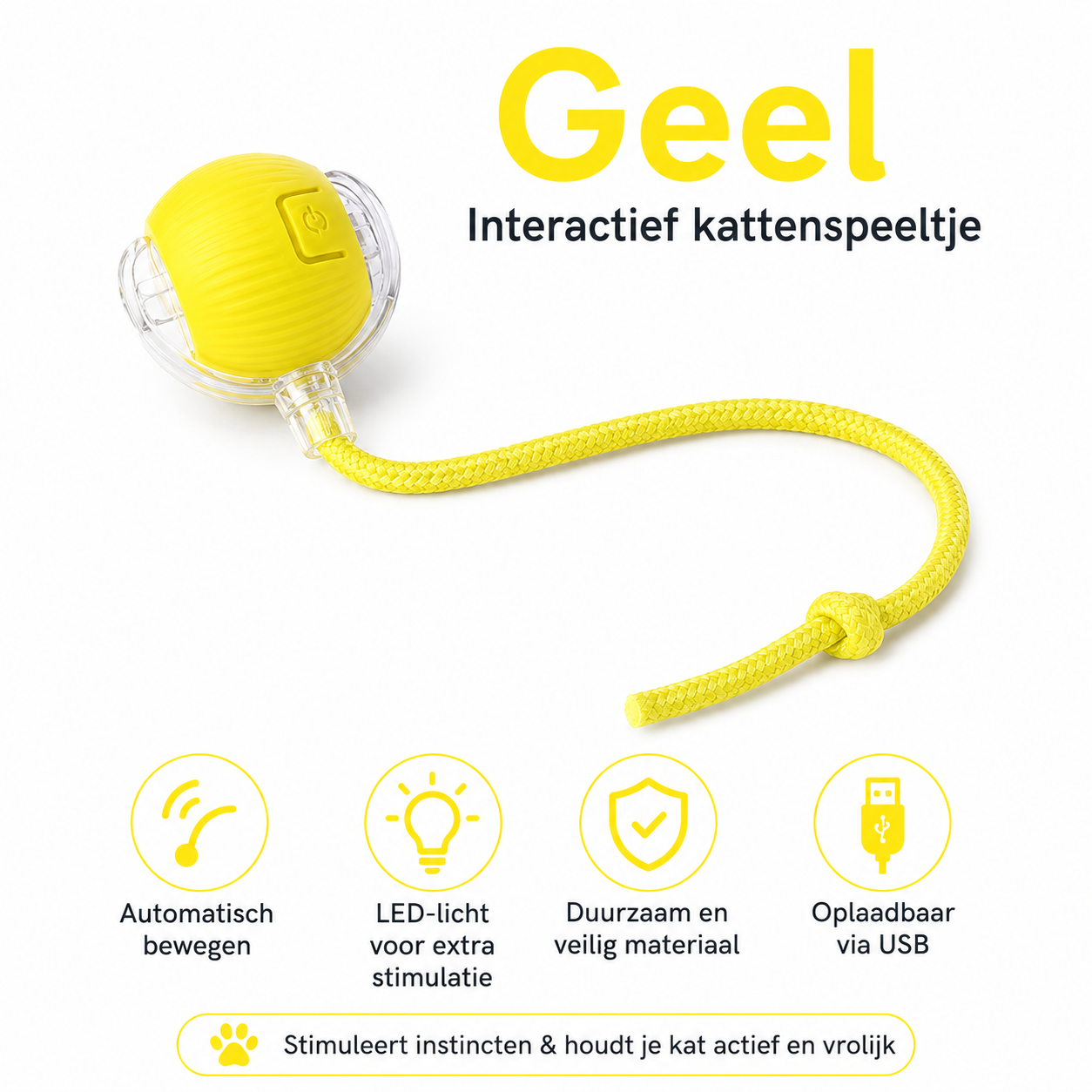 PawJoy WiebbelBal – Oplaadbare Interactieve Speelbal voor Katten
