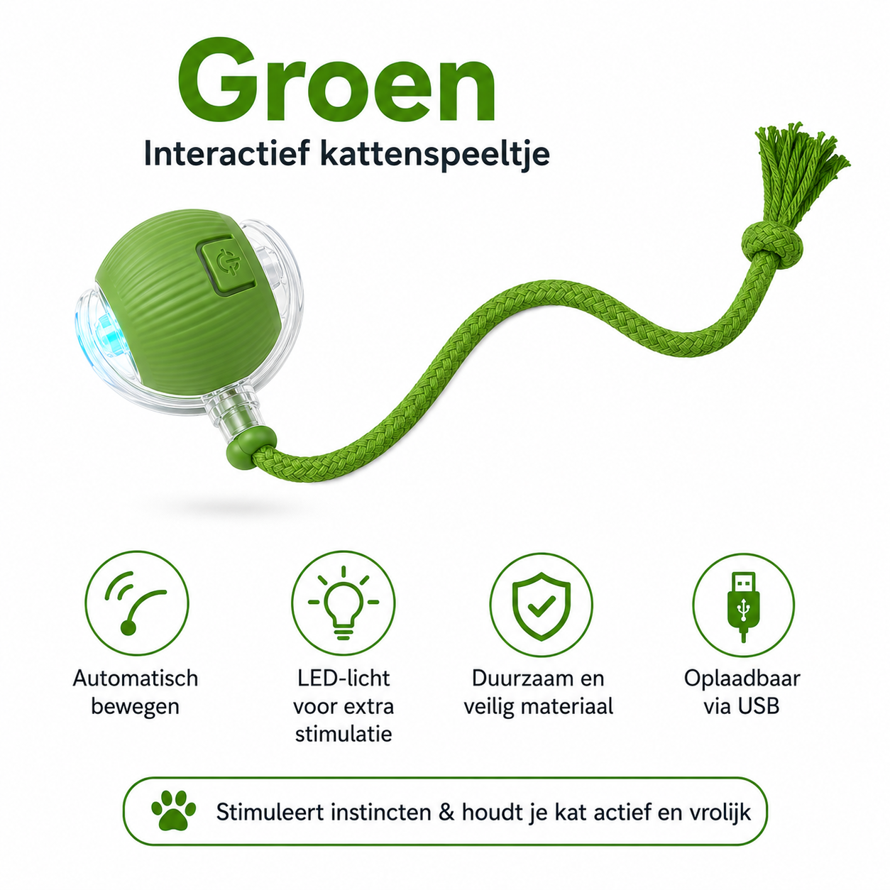 PawJoy WiebbelBal – Oplaadbare Interactieve Speelbal voor Katten