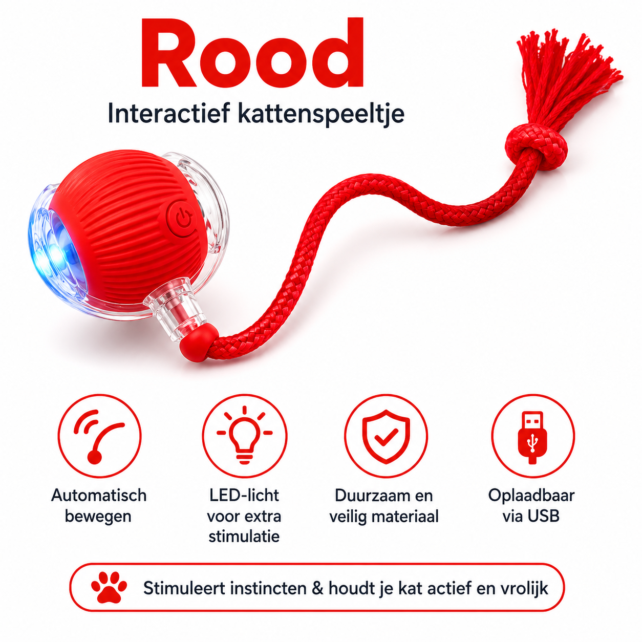PawJoy WiebbelBal – Oplaadbare Interactieve Speelbal voor Katten
