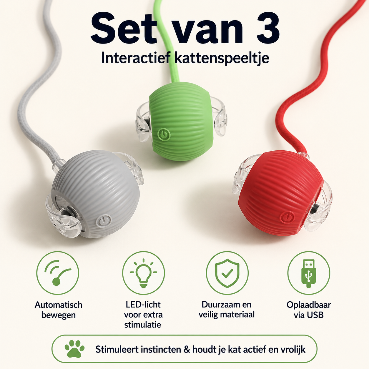 PawJoy WiebbelBal – Oplaadbare Interactieve Speelbal voor Katten