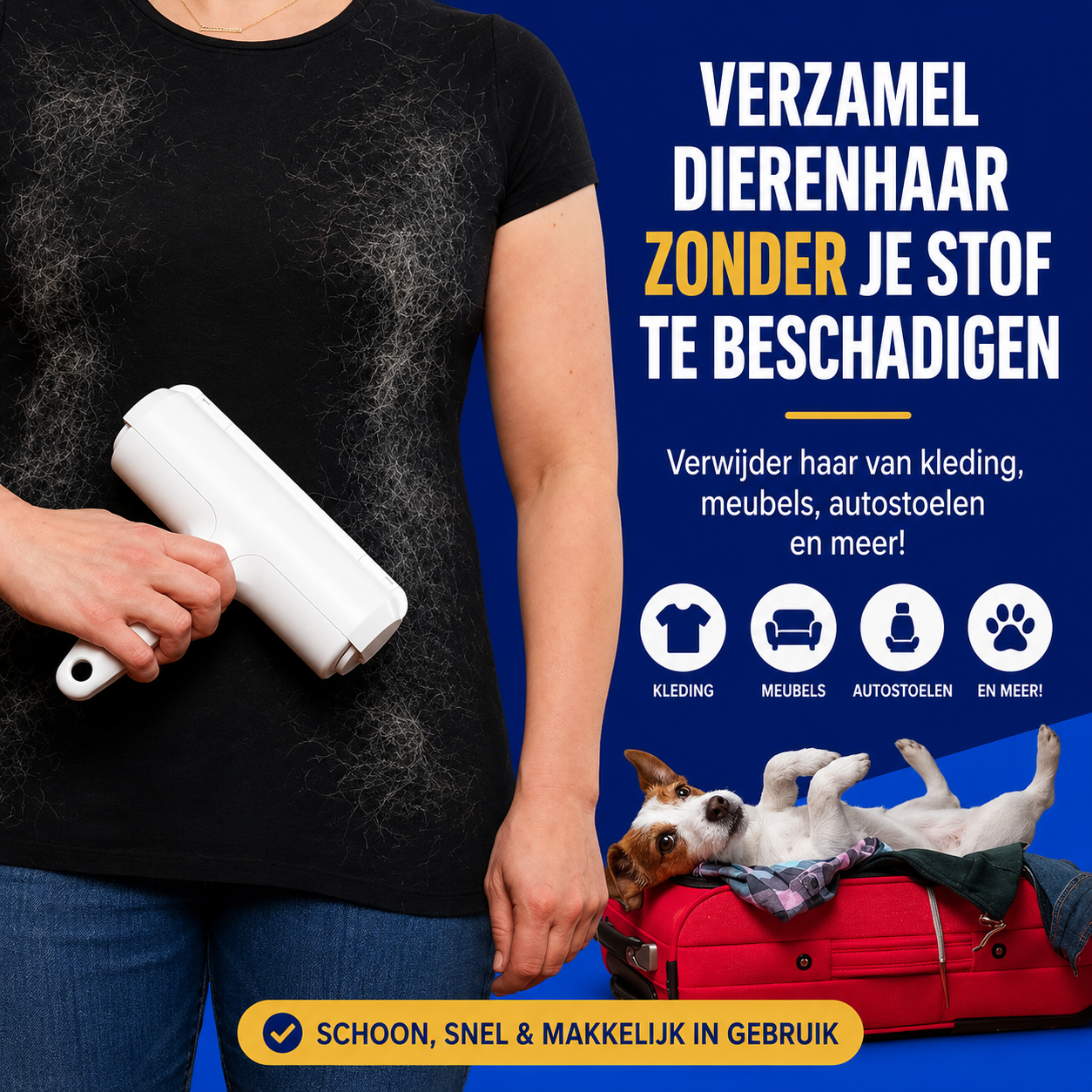 PawJoy HaarVanger – Zelfreinigende Dierenhaarroller