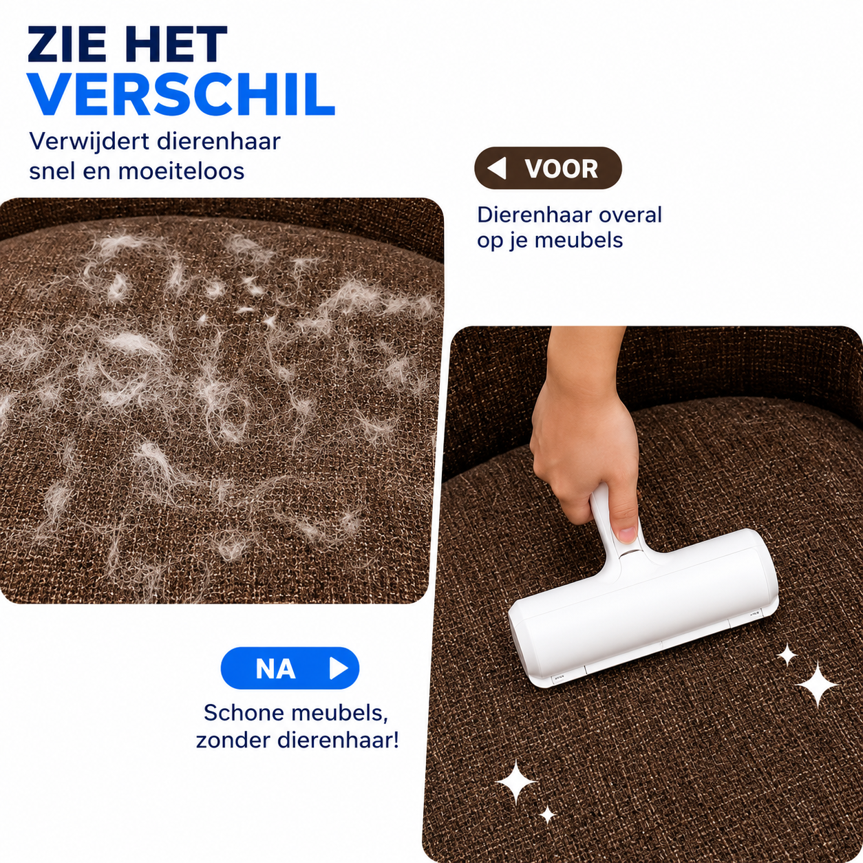 PawJoy HaarVanger – Zelfreinigende Dierenhaarroller