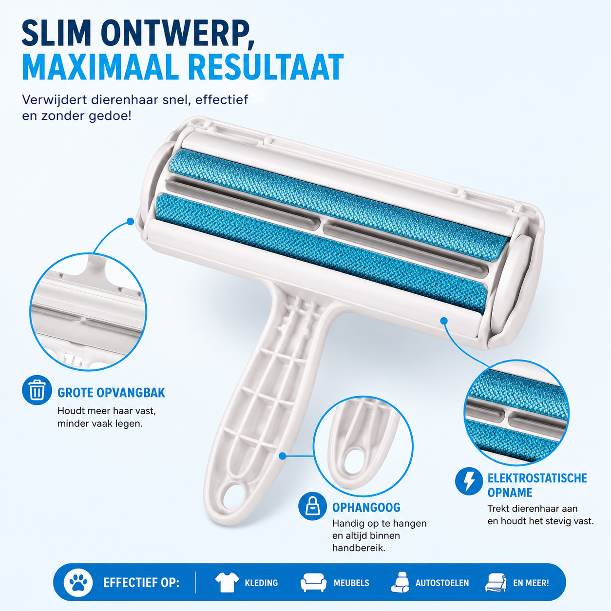 PawJoy HaarVanger – Zelfreinigende Dierenhaarroller