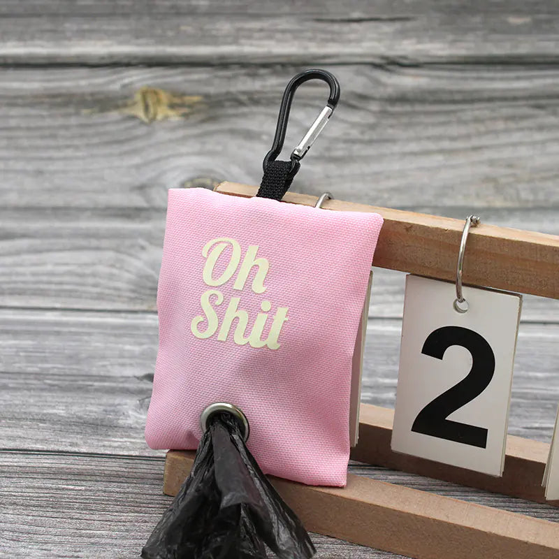 💩 Canvas Poepzakjeshouder met Karabijnhaak – “Oh Shit”