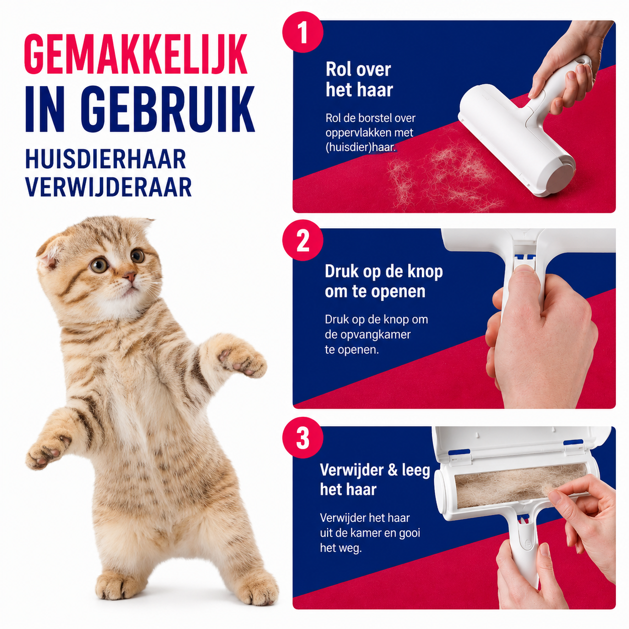 PawJoy HaarVanger – Zelfreinigende Dierenhaarroller