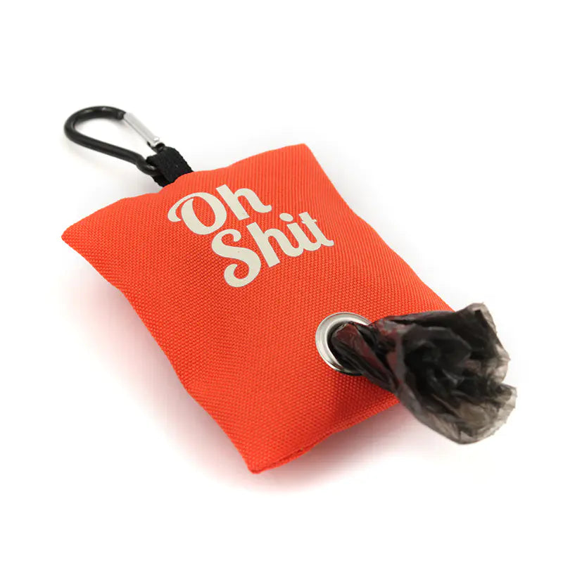 💩 Canvas Poepzakjeshouder met Karabijnhaak – “Oh Shit”