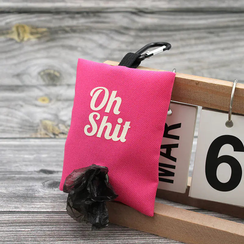💩 Canvas Poepzakjeshouder met Karabijnhaak – “Oh Shit”